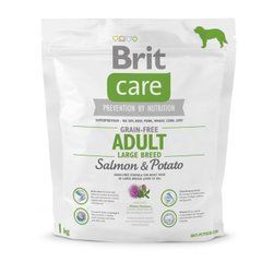 Сухий корм для дорослих собак великих порід (вагою від 25 до 45 кг) Brit Care GF Adult Large Breed Salmon & Potato 1 кг (лосось та картопля)
